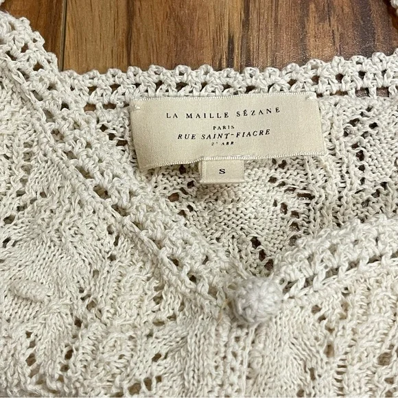 Sezane Francisco Cream Knit Crochet Cami Tank Top Size S - Picture 4 of 16